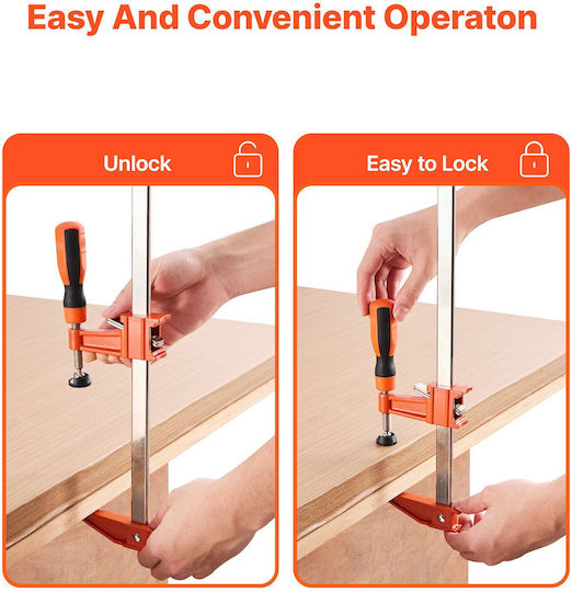 Vevor Bar Clamps Woodworking 2-Pack 61 Cm Opening Lockable F Clamp Cast Iron