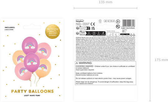 Set of 6 Balloons Latex Multicolored "Rainbow" 30cm (Μiscellaneous Designs)