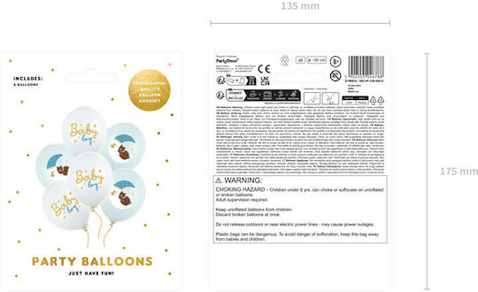 Set of 6 Balloons Latex Light Blue "baby Boy" 30cm (Μiscellaneous Designs)