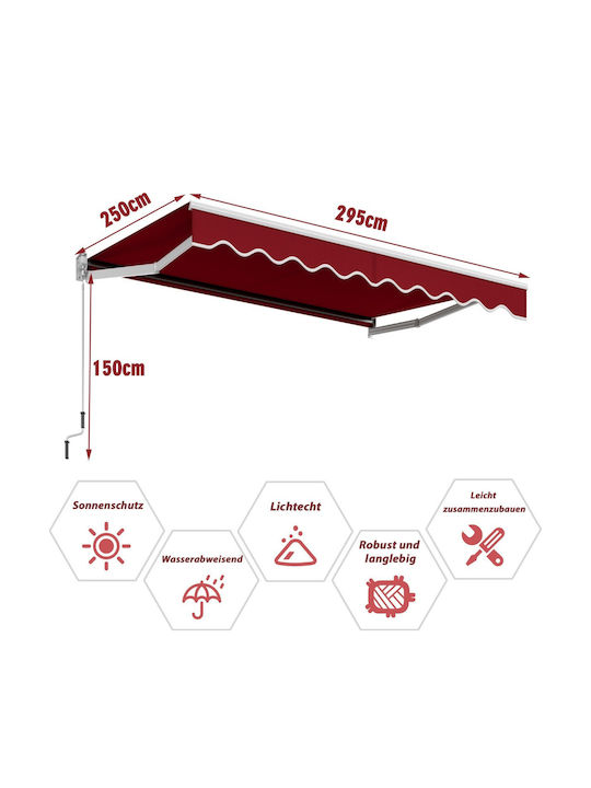 Costway Zelt Terrasse Rot 3x2.5m