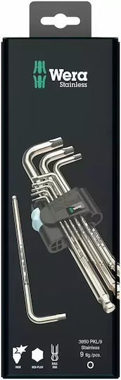 Wera Set 9 Allen Wrenches L-Shaped 3950/9 Hex-Plus Stainless 1
