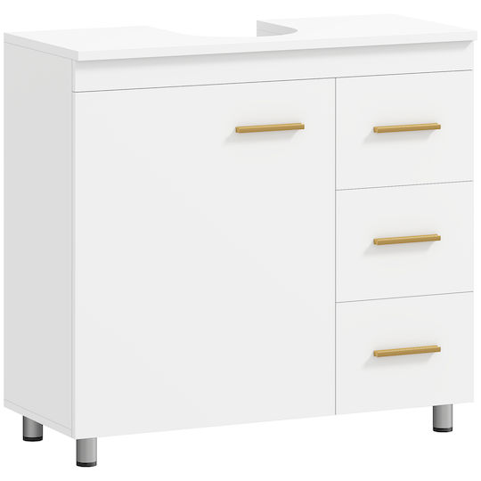 HomCom Waschtisch mit Waschbecken L70xB30xH65cm White