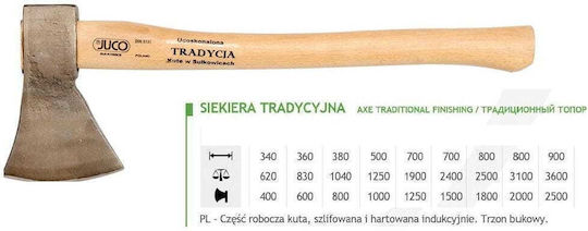 Juco 33004 Axe Length 70cm and Weight 1.25kg with Wooden Handle