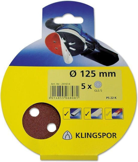 Klingspor Δίσκοι Λείανσης Τρύπες 125mm Κόκκος 40 5 Τεμ 45293