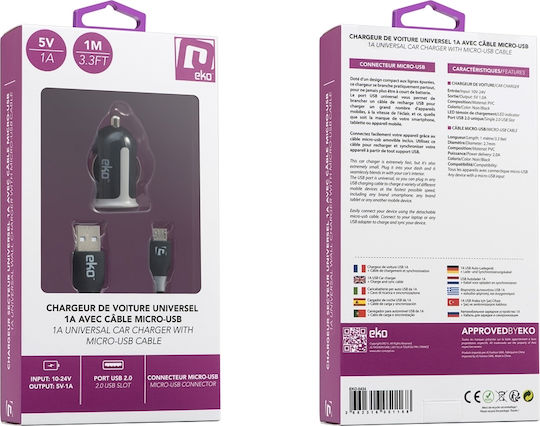 Eko 1a Zigarrenanzünder Ladegerät Pack 1m Mikro-USB Kabel Schwarz