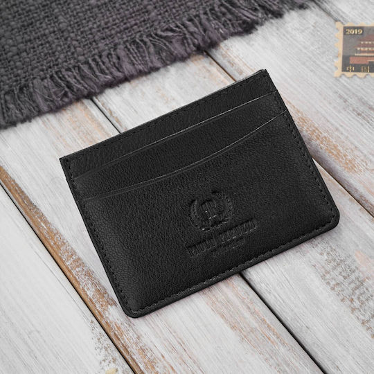 Leder Minimalsistische Praktische Stand Karten Visitenkarten Schwarz T-151-bl