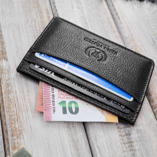 Leder Minimalsistische Praktische Stand Karten Visitenkarten Schwarz T-151-bl