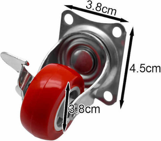 40000511 Rotating Plastic Wheels with Brake 4 Pieces 38mm