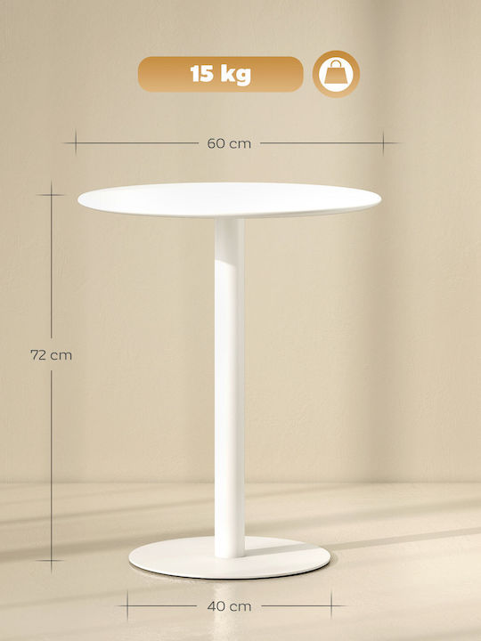 Round Kitchen Table Wooden with Metal Frame White 60x60x72cm