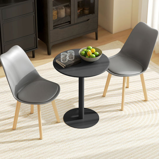 Round Table Kitchen Metallic Black 60x60x72cm