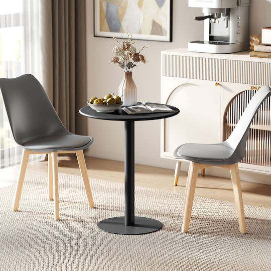 Round Table Kitchen Metallic Black 60x60x72cm