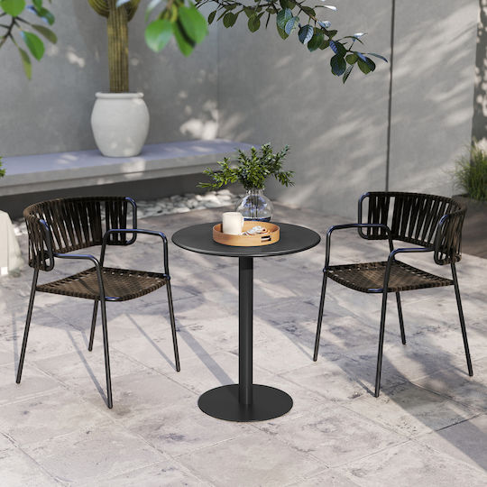 Round Table Kitchen Metallic Black 60x60x72cm