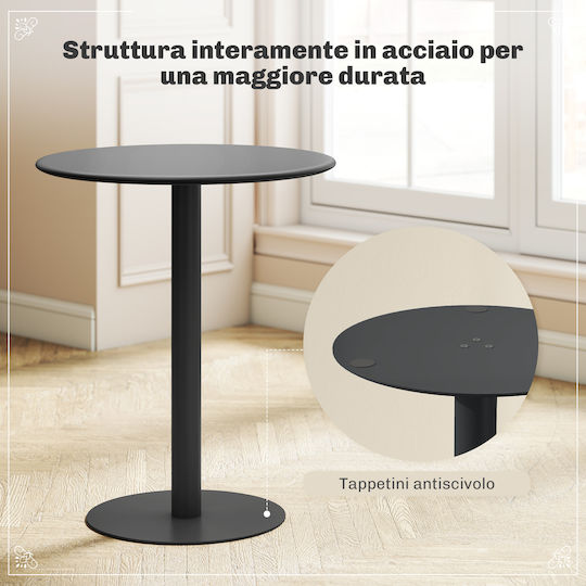 Round Table Kitchen Metallic Black 60x60x72cm