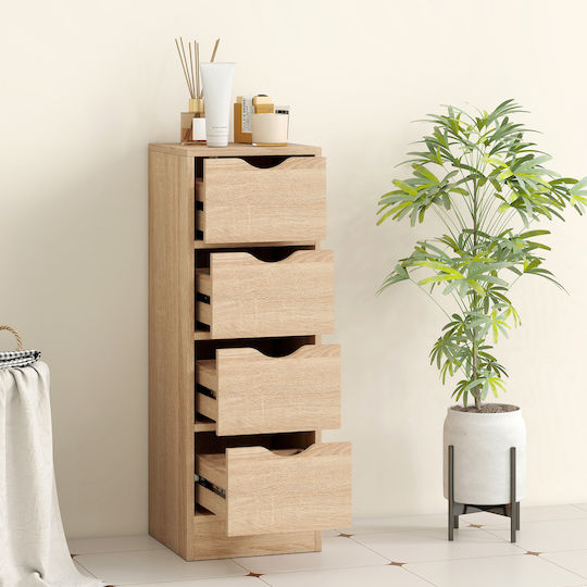 HomCom Floor Bathroom Shelf Wooden 29x29x83cm
