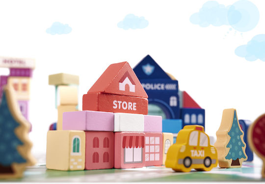 Blocuri Puzzle City Din Lemn 100buc