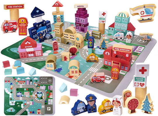 Blocuri Puzzle City Din Lemn 100buc
