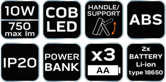 Neo Tools Battery Jobsite Light LED IP20 with Brightness up to 750lm