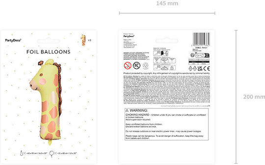 Foil Luftballon Nummer 1 Giraffe 42x90 cm Mix