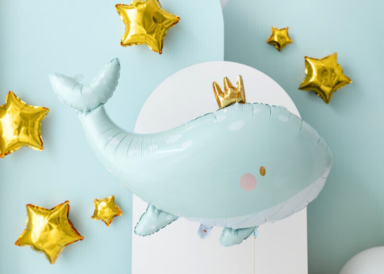 Whale Foil Balloon 93x60 Cm Light Blue