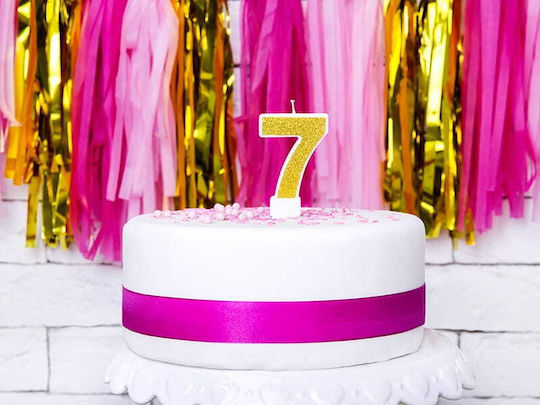 Number "7" Candle Gold Glitter