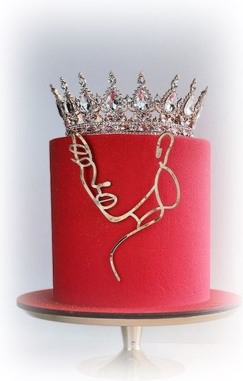 Cake Land Топер За Торта Корона Златна Розова 8см