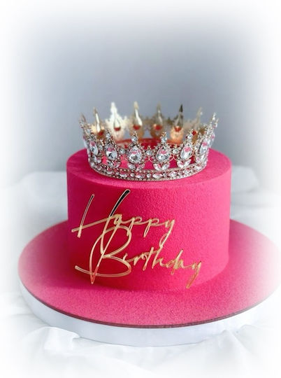 Cake Land Топер За Торта Корона Златна Розова 8см