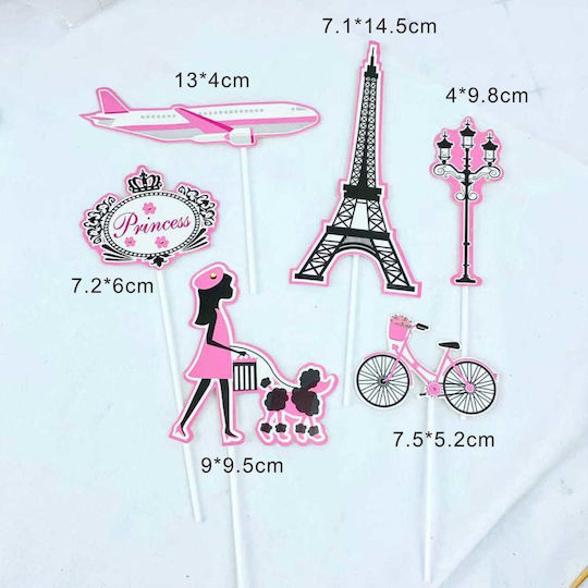 Cake Land Cake Topper Decorations Paris Woman Set of 6 Pieces