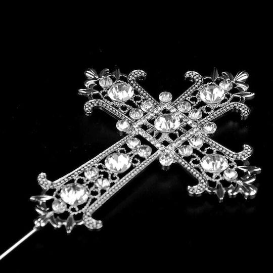 Cake Land Metal Topper Silver Cross Diamonds