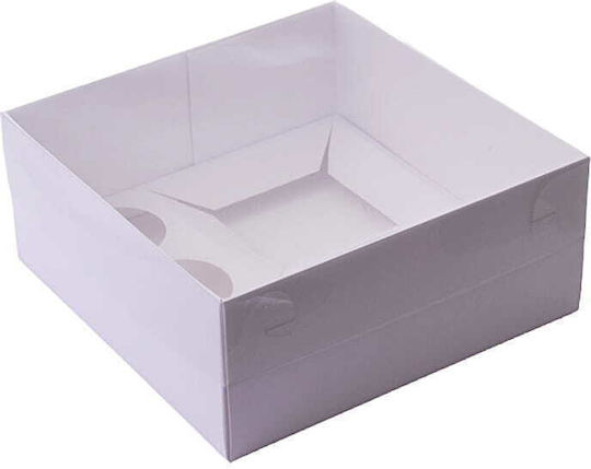 Cake Land Cupcake Cake Box 23x23x10cm Weiß-Transparente Bento Box