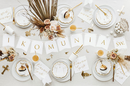PartyDeco Banner for Party in Gold color 1pcs 15cm