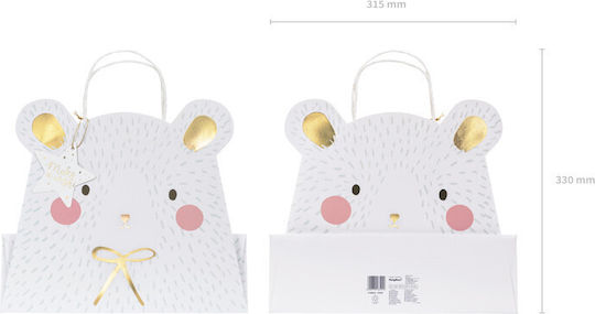 PartyDeco Papier Tasche für Geschenke Weiß 31.5x10x27cm.