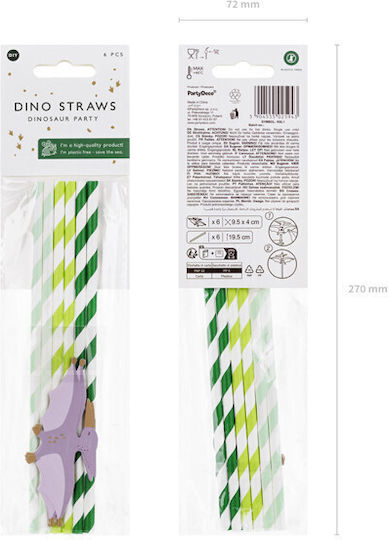 PartyDeco Straws Paper Multicolored 6pcs