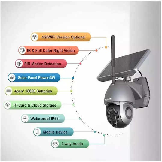 MMDSY007 IP Cameră de Supraveghere Wi-Fi Full HD+ 3MP Rezistentă la apă Pe baterii cu Comunicare Bidirecțională Gri