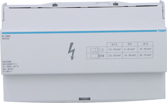 Hager Μπλοκ Διανομής με Μπαρέτες 4P 160Α 9M KJ160A
