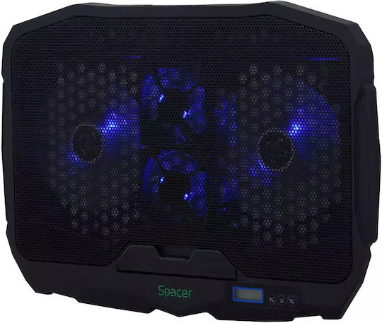 Spacer Pad de răcire pentru Laptop până la 17" cu 2 Ventilatoare și Iluminare Albastru