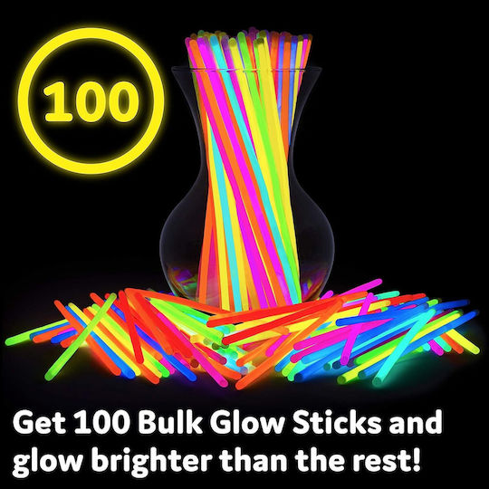 Fluorescent Glow Sticks Idelstore Size 20 X 0.5 Cm Includes 100 Pieces In 8 Different Colors Water Resistant Battery Life 10-14 Hours Perfect Parties Clubs Weddings Birthdays Concerts