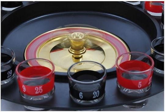Idealstore Roulette Game Big Time Player Dimensions 6.5 X 4.8 Cm Equipped 16 Colored Numbered Shot Glasses Two Metal Balls Perfect Traditional Parties