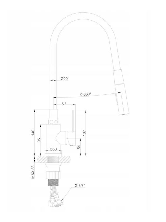 Invena Kitchen Faucet Counter Black
