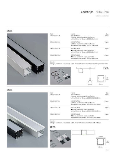VK Lighting Алуминиев Профил за LED Лента 300см.