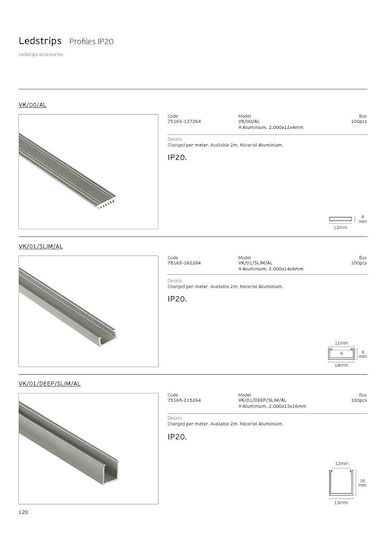 VK Lighting На открито Алуминиев Профил за LED Лента 200x1.4x0.8см.