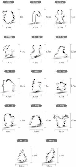 Cake Land Metallic Cookie Cutter 14 Pieces