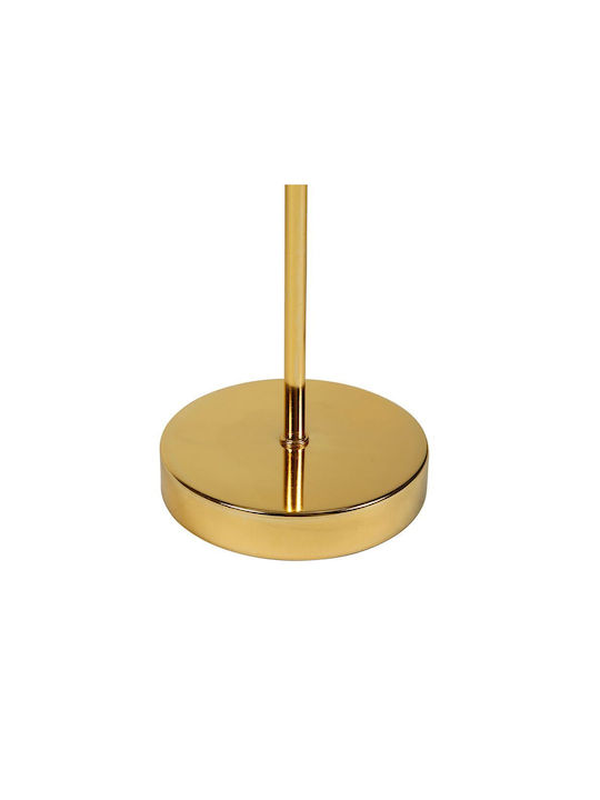 Ostaria Ginkgo Metall Tischlampe für Fassung E27 mit Weiß Schirm und Gold Basis