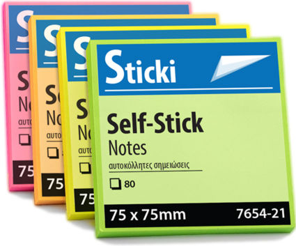 Sticki Sticky Note Pads in Cube Sticki Neon 7.5x7.5cm Set of 12pcs