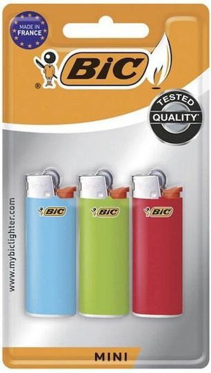 BIC J25 Mini Feuerzeug Flamme 3 Stück (Verschiedene Farben)
