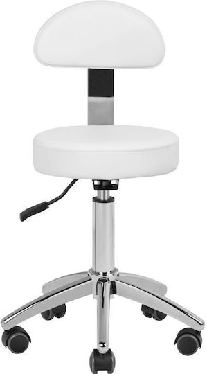Activeshop Wheeled Stool with Backrest 22cm White