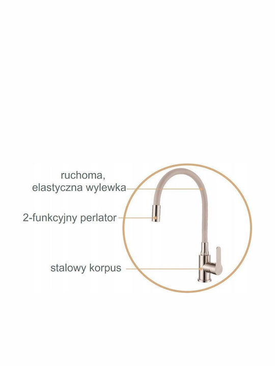 Invena Kitchen Faucet Counter Inox Beige