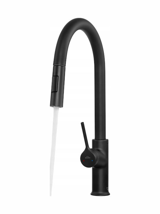 Invena Kitchen Faucet Counter with Shower Black
