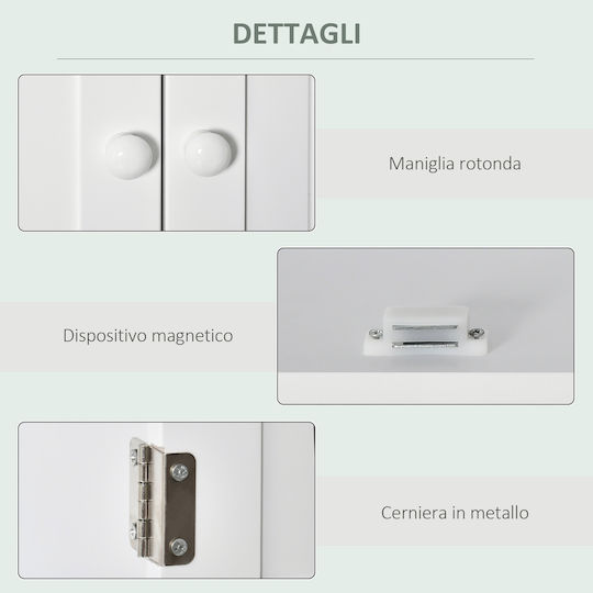 Kleankin Bathroom Cabinet Laundry L60xW20xH70.5cm White