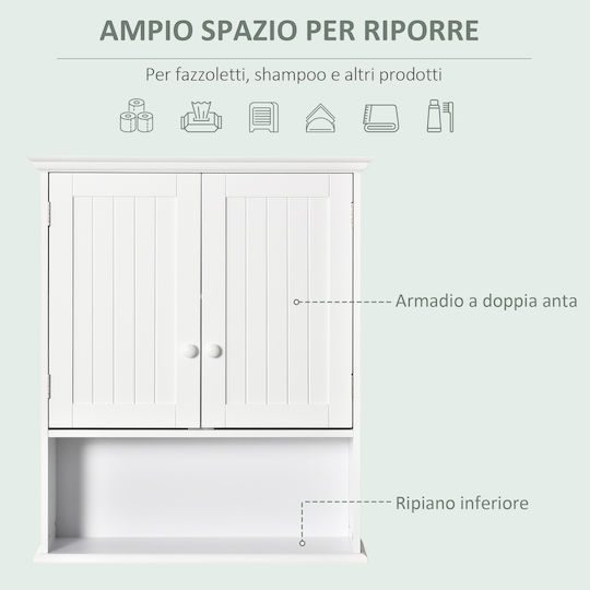 Kleankin Bathroom Cabinet Laundry L60xW20xH70.5cm White