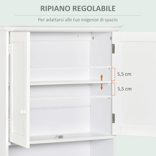 Kleankin Bathroom Cabinet Laundry L60xW20xH70.5cm White